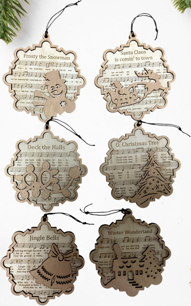 Snowflake Christmas carol ornaments