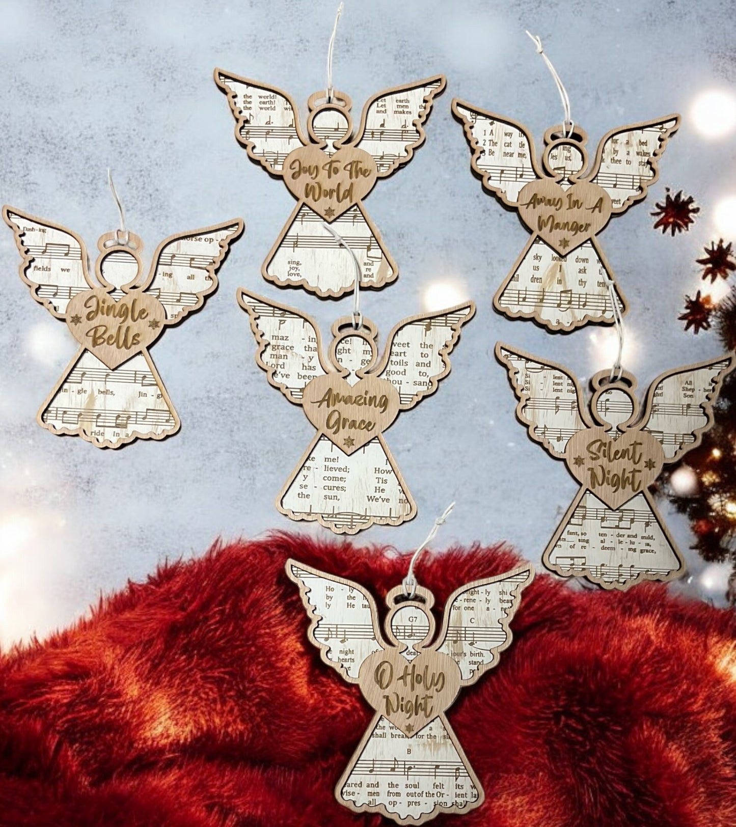 Angel Christmas carol ornaments