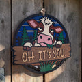 Cow-shaped door hanger with "Oh. It’s you." message by Sherrie’s Ky Creations, featuring a charming, rustic design.