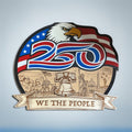 USA’s 250th Birthday celebration cake topper by Sherrie’s Ky Creations, featuring patriotic red, white, and blue design.