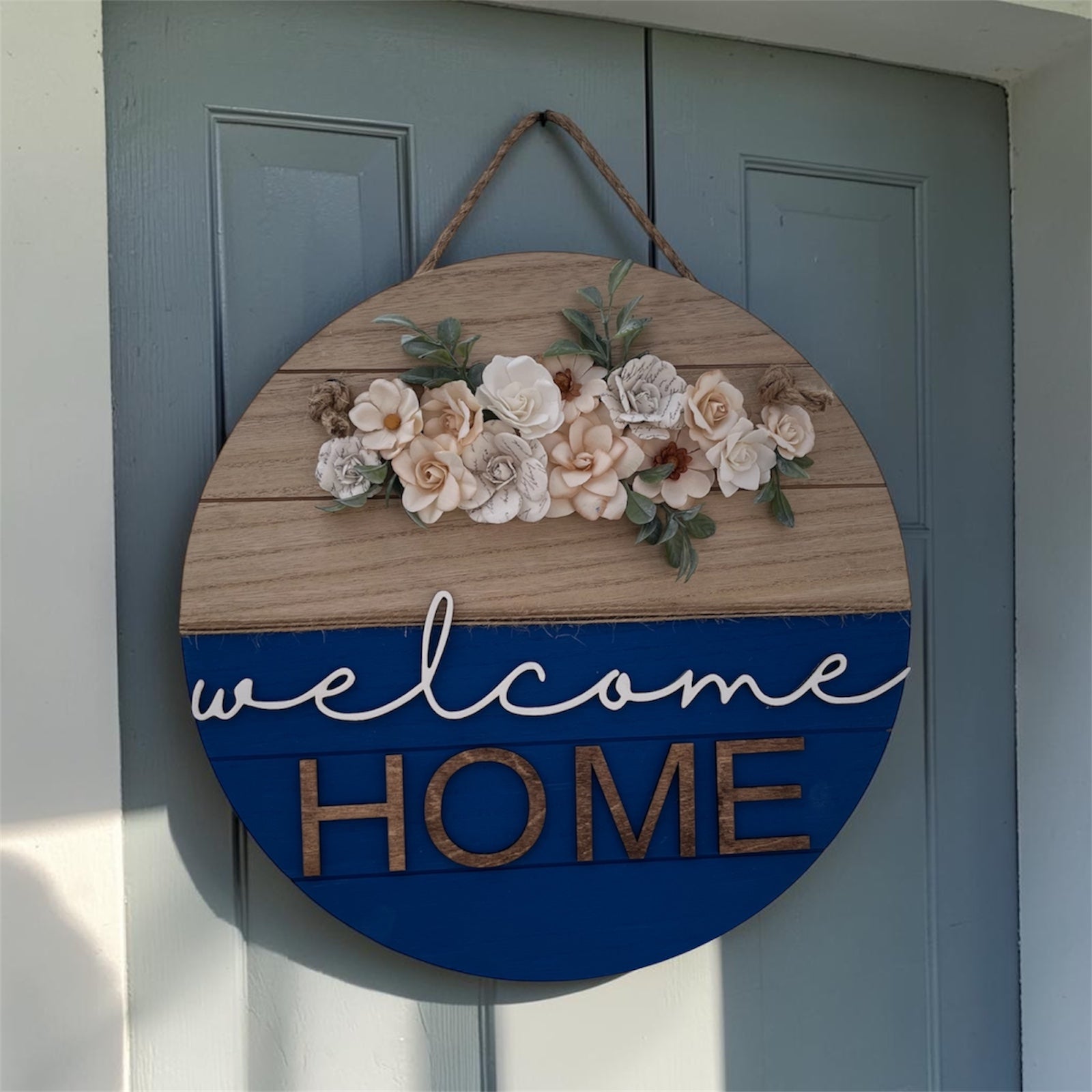 Welcome door hanger by Sherrie’s Ky Creations featuring cheerful design and welcoming message for front door decor.